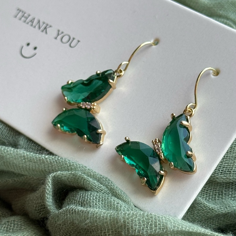 Green Butterfly Earrings